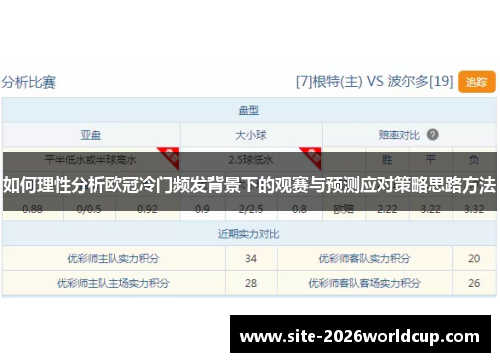 如何理性分析欧冠冷门频发背景下的观赛与预测应对策略思路方法